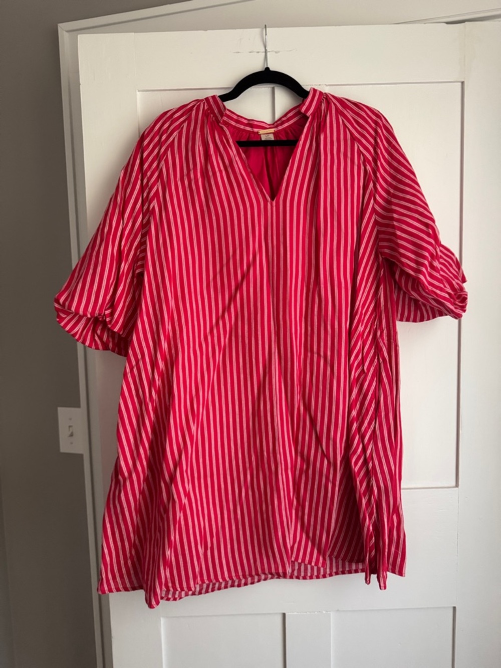 Magaschoni Pink & White Striped Linen Dress